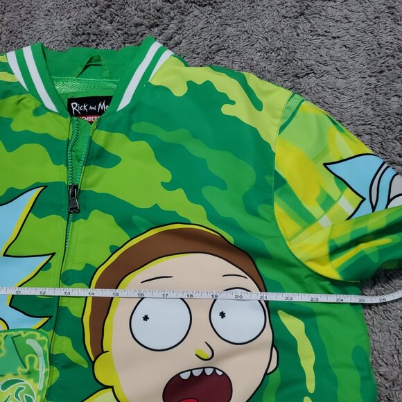 Members Only Rick & Morty Full Zip Green Bomber Jacket - Large - Picture 5 of 9
